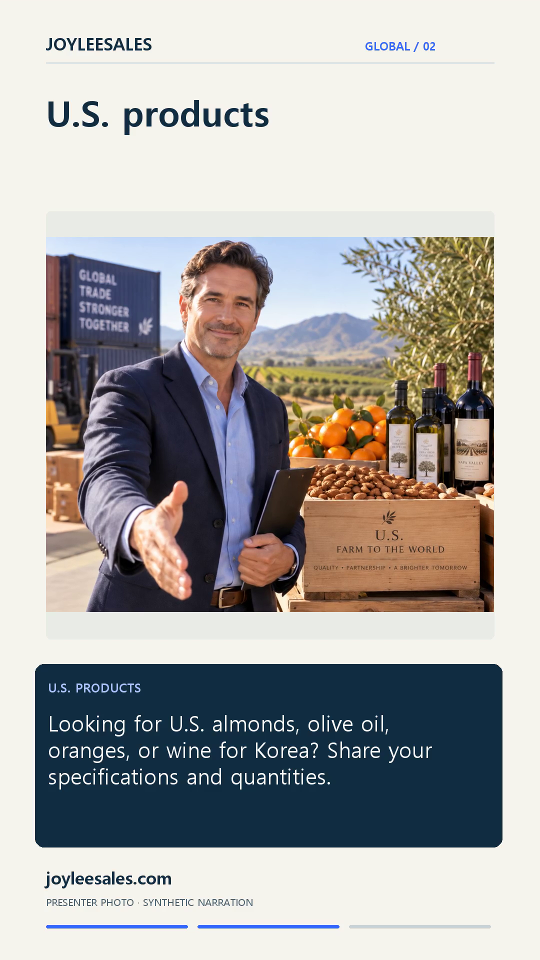 Video cover featuring the selected U.S. trade presenter
