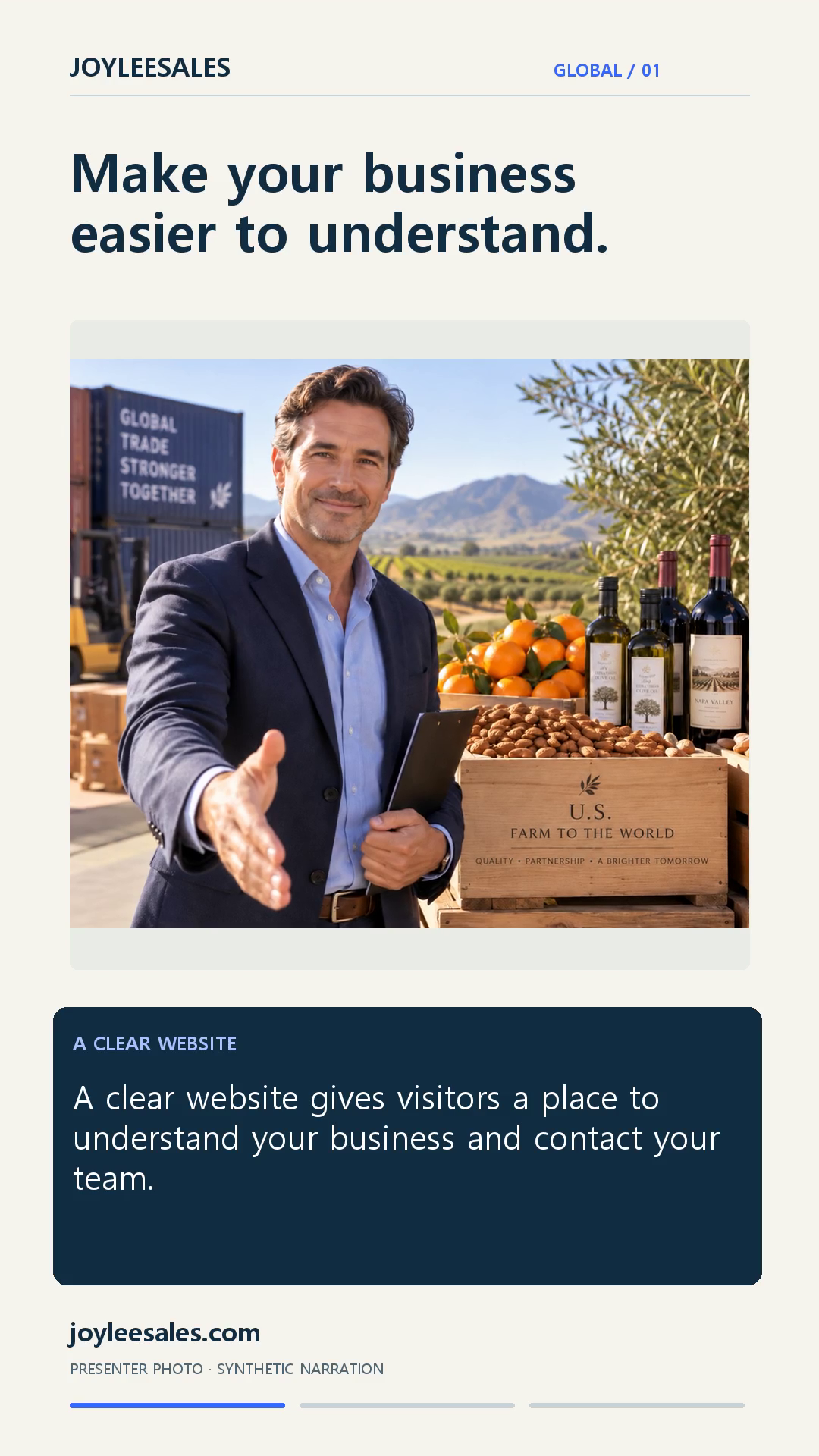 Video cover featuring the selected U.S. trade presenter